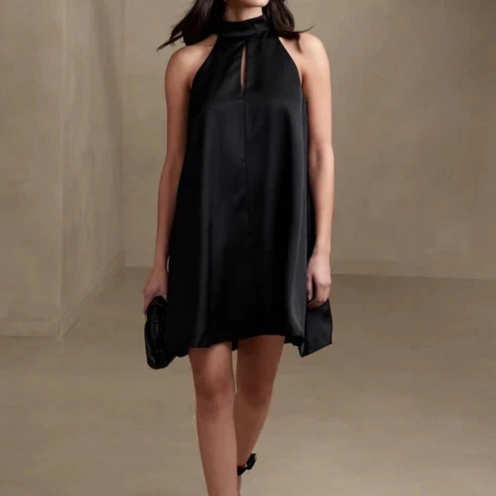 Banana Republic Black Sleeveless Halter A-Line Dress